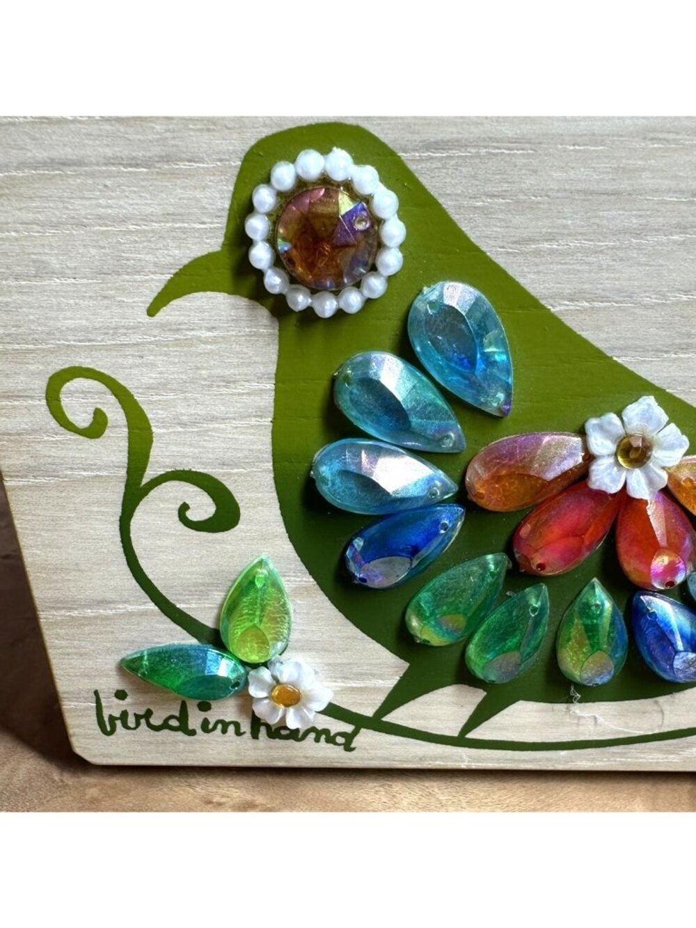 Rare Vintage Enid Collins Bird in Hand Box Bag Jeweled Wood Purse Texas EUC - Picture 12 of 13
